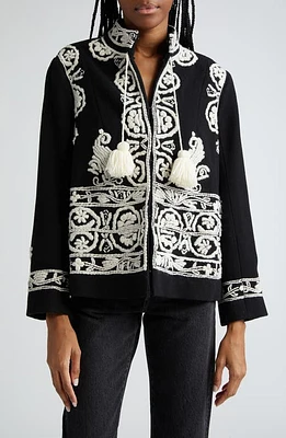 Bode Estate Embroidered Wool Jacket Ecru at Nordstrom,