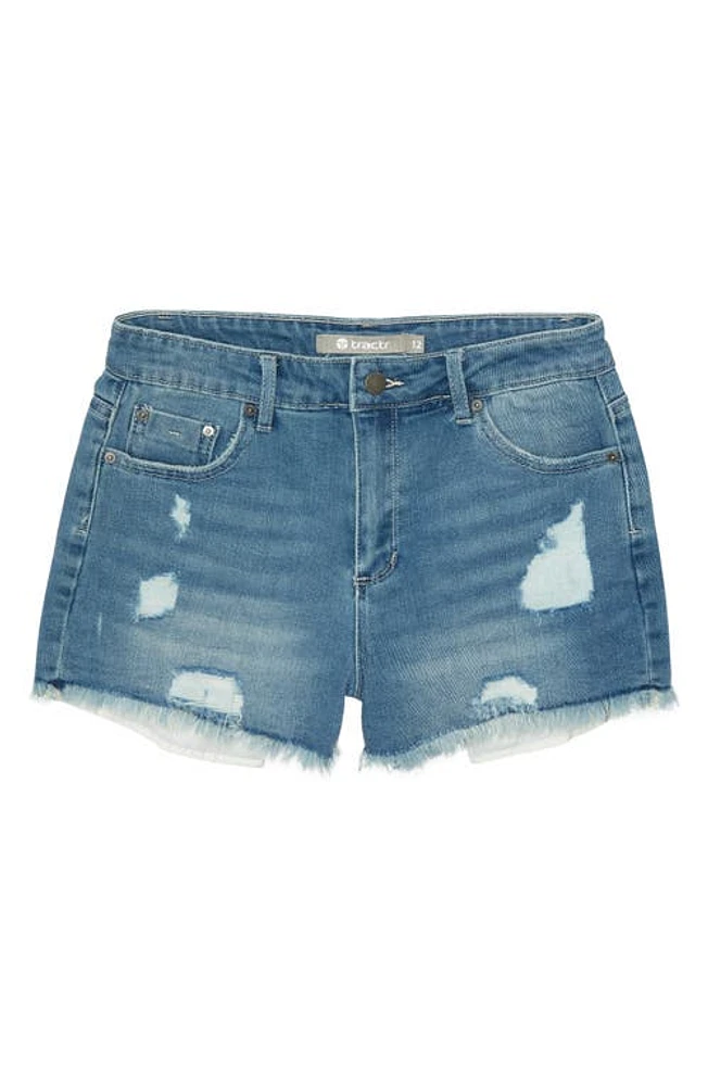 Tractr Kids' Cotton Blend Denim Shorts in Indigo at Nordstrom, Size 7