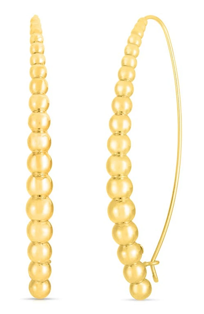 Roberto Coin Beaded Threader Earrings in Yellow Gold at Nordstrom