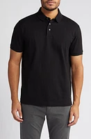 Emporio Armani Textured Chevron Cotton Polo Black at Nordstrom,