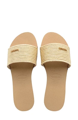 Havaianas You Malta Metallic Slide Sandal Golden at Nordstrom,