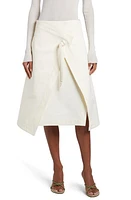 Bottega Veneta Knot Detail Cotton Twill Faux Wrap Skirt Dove at Nordstrom, Us