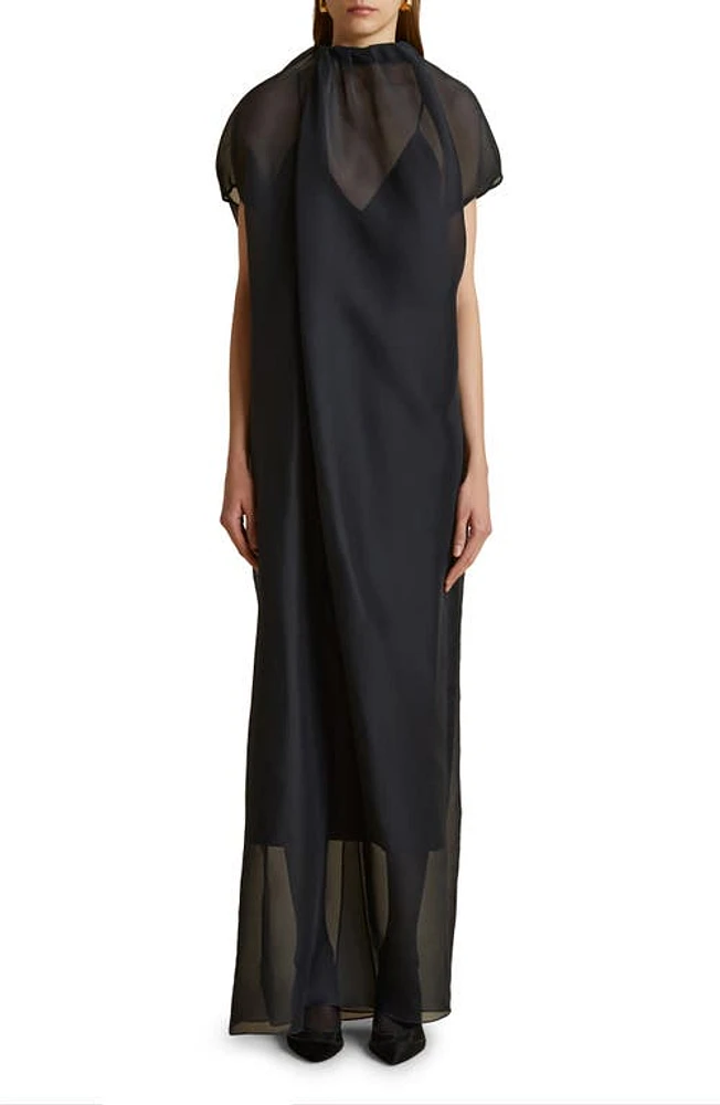 Khaite The Essie Shantung Organza Dress in Black at Nordstrom, Size 6