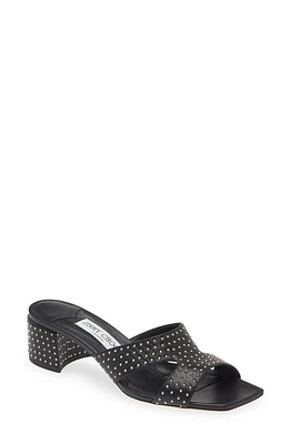 Jimmy Choo Ellison Studded Slide Sandal Black/Silver at Nordstrom,