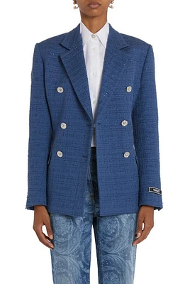 Versace Summertime Double Breasted Tweed Jacket Denim at Nordstrom, Us