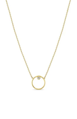 Zoë Chicco Diamond Circle Necklace in 14K Yellow Gold at Nordstrom, Size 18 In