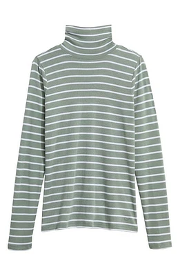 vineyard vines Simple Stripe Turtleneck in Break Stripe - Olive at Nordstrom, Size X-Small