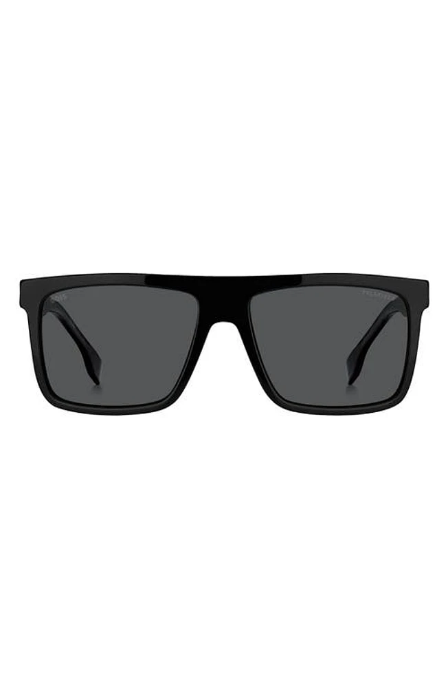 BOSS 59mm Polarized Rectangular Sunglasses in Black at Nordstrom