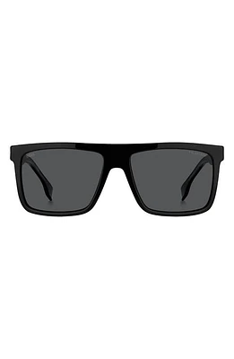 BOSS 59mm Polarized Rectangular Sunglasses in Black at Nordstrom