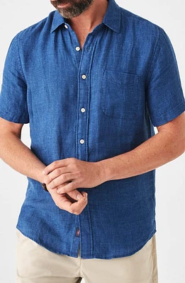 Faherty Laguna Short Sleeve Linen Shirt Basketweave at Nordstrom,