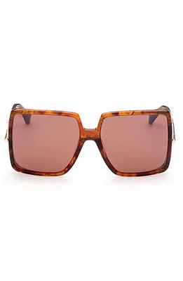 Max Mara 58mm Square Sunglasses in Red Havana /Brown at Nordstrom