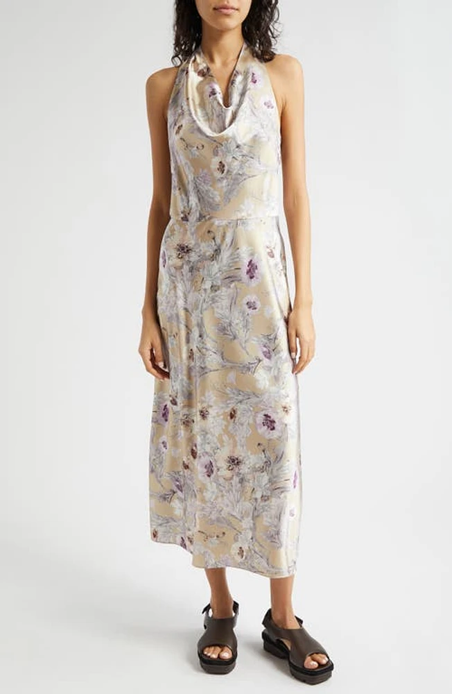 Vince Wild Flower Cowl Neck A-Line Dress Sand at Nordstrom,