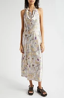 Vince Wild Flower Cowl Neck A-Line Dress Sand at Nordstrom,