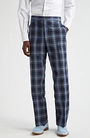 Thom Browne Low Rise Drop Crotch Backstrap Virgin Wool & Linen Pants Dark Navy at Nordstrom,