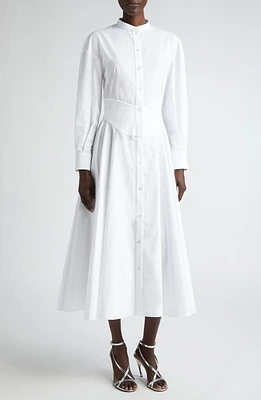 Alexander McQueen Long Sleeve Cotton Poplin Midi Shirtdress Opticalwhite at Nordstrom, Us