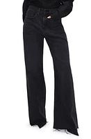 Good American Ease Wide Leg Jeans Black324 at Nordstrom,