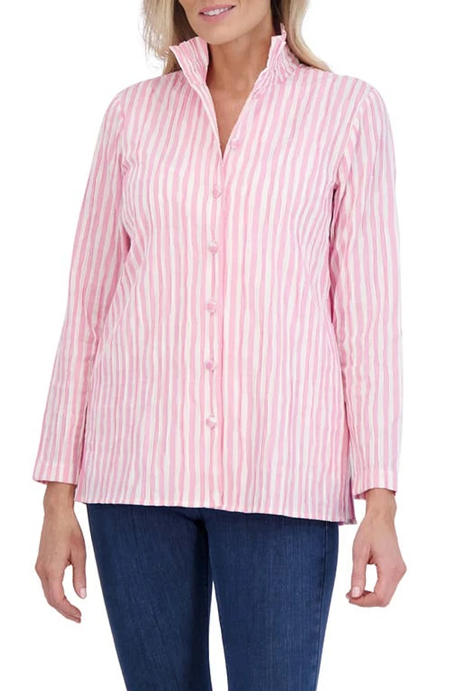 Foxcroft Carolina Frill Collar Shirt in Softshell Pink at Nordstrom, Size X-Small