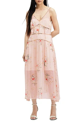 AllSaints Saffron Kora Floral Print Dress Dusky Pink at Nordstrom, Us