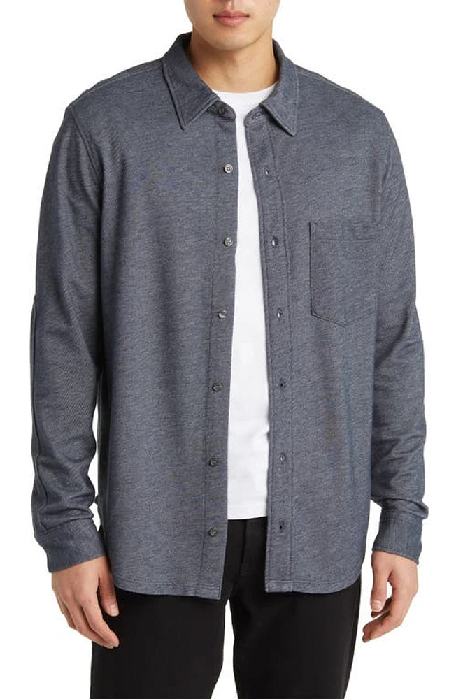 Citizens of Humanity Channing Knit Button-Up Shirt Navy Melange at Nordstrom,