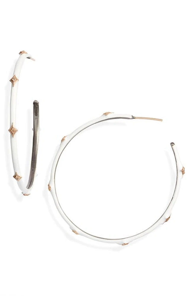 Armenta New World 14k Gold & Enamel Hoop Earrings in White Enamel at Nordstrom