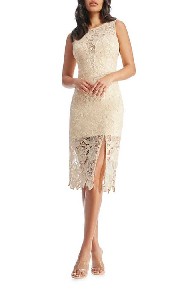 Dress the Population Avianna Sleeveless Guipure Lace Midi Cream at Nordstrom,