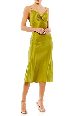 Ieena for Mac Duggal Ruched Satin Slipdress Apple Green at Nordstrom,