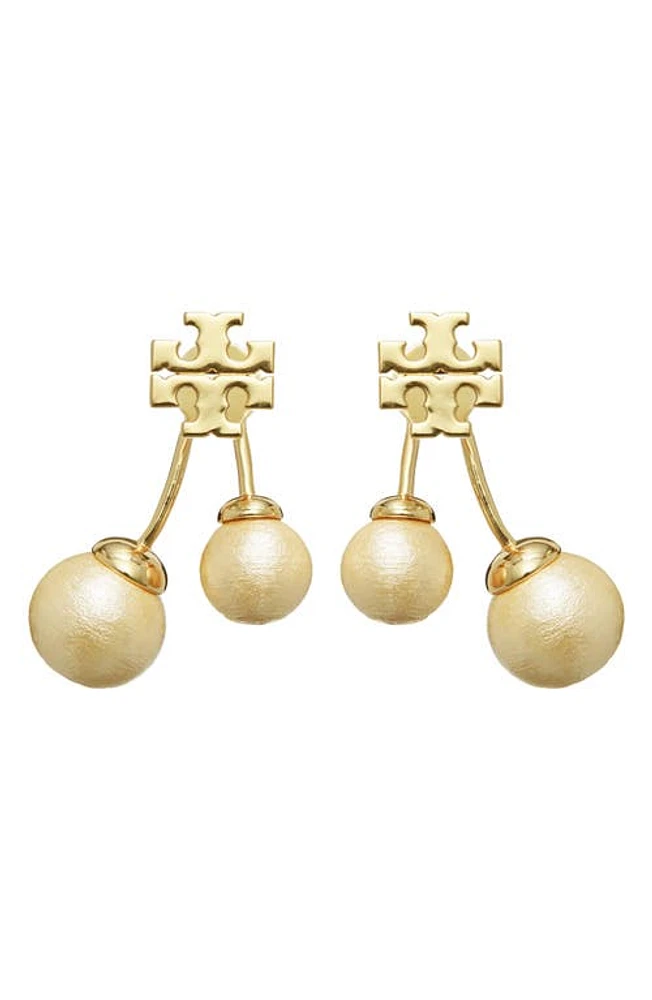 Tory Burch Kira Imitation Pearl Drop Earrings in Tory Gold /Cream at Nordstrom