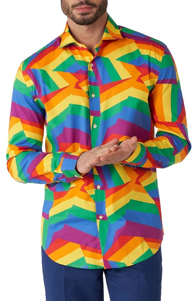 OppoSuits Zigzag Rainbow Stretch Button-Up Shirt at Nordstrom,