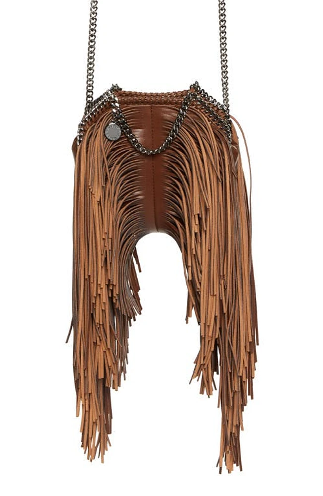 Stella McCartney Tiny Falabella Fringed Faux Leather Tote in 7770 Dk Cinnamon at Nordstrom