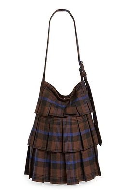 Collina Strada Light Chrysanthemum Pleated Shoulder Bag in Brown Plaid at Nordstrom