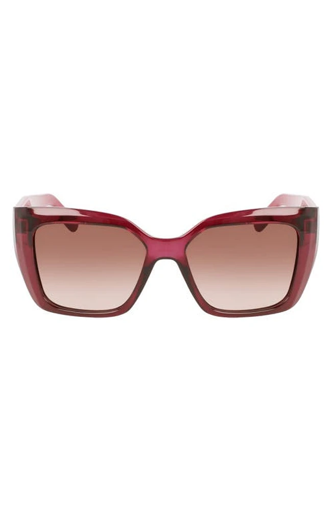 FERRAGAMO Gancini 55mm Gradient Rectangular Sunglasses in Transparent Cyclamen at Nordstrom