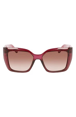 FERRAGAMO Gancini 55mm Gradient Rectangular Sunglasses in Transparent Cyclamen at Nordstrom