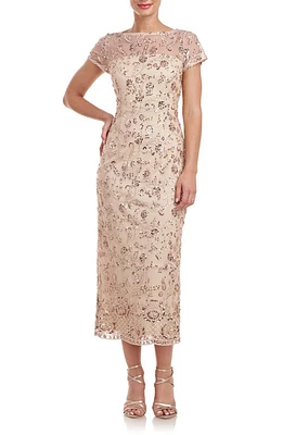 JS Collections Sequin Embroidered Cocktail Dress Gold at Nordstrom,