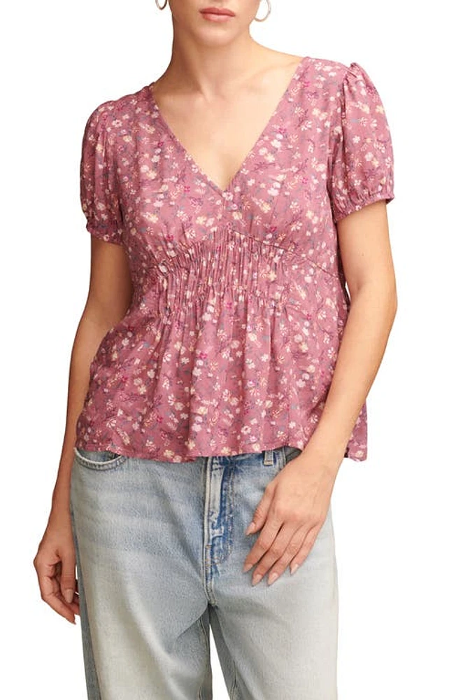 Lucky Brand Floral Print Short Sleeve Top Multi at Nordstrom,