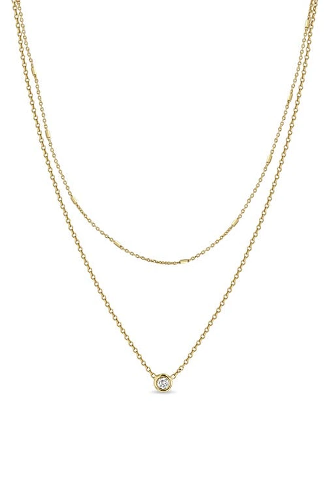 Zoë Chicco Double Chain Necklace in Yellow Gold at Nordstrom, Size 18 In