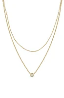 Zoë Chicco Double Chain Necklace in Yellow Gold at Nordstrom, Size 18 In