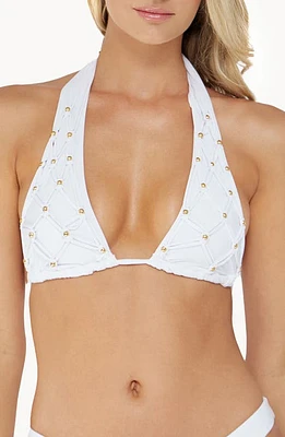 PQ Swim Brynn Beaded Halter Top White at