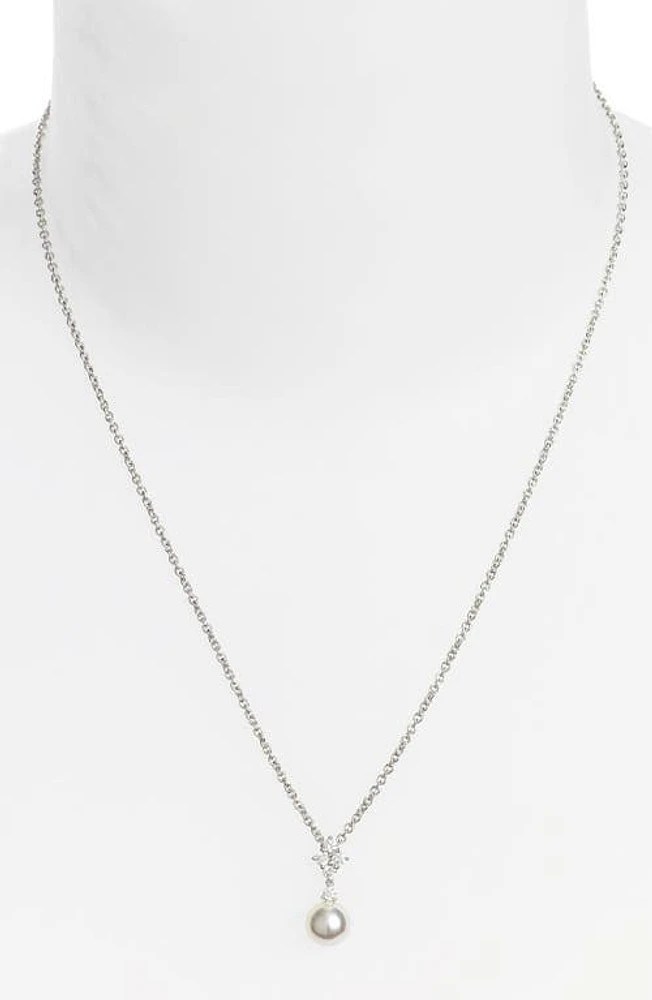 Mikimoto 'Classic Elegance' Akoya Cultured Pearl & Diamond Necklace in White Gold at Nordstrom, Size 18