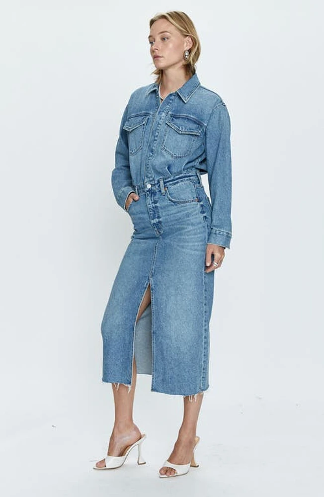 Pistola Amira Long Sleeve Denim Midi Dress at Nordstrom,