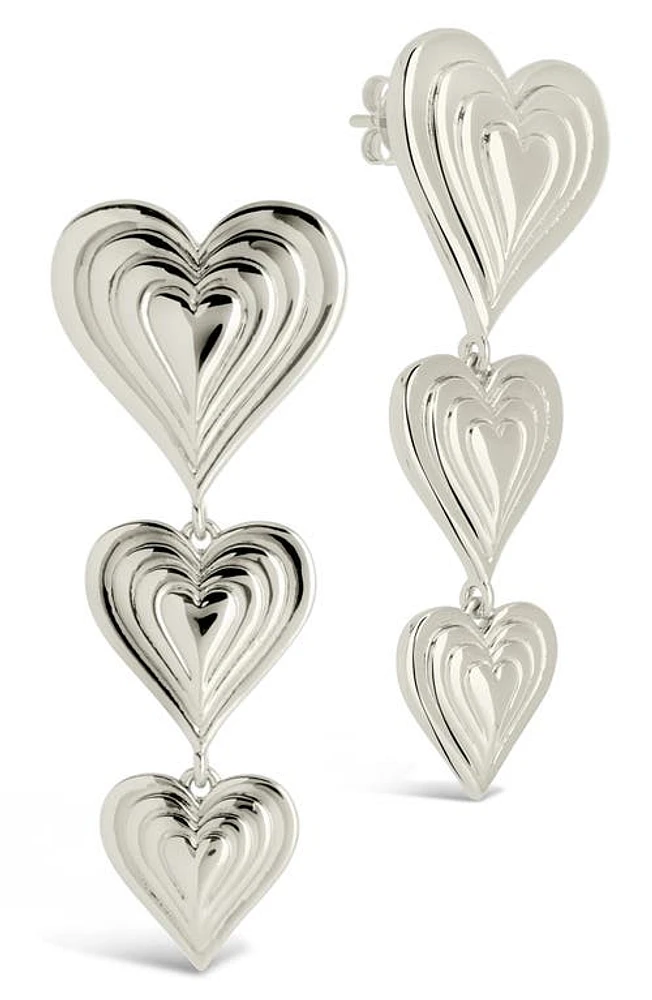 Sterling Forever Beating Heart Linear Drop Earrings in Silver at Nordstrom