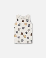 Deux Par Deux Boy's Organic Cotton Tank Top Heather Beige Printed Monsters in Heather Beige Monsters at Nordstrom, Size 2-3T