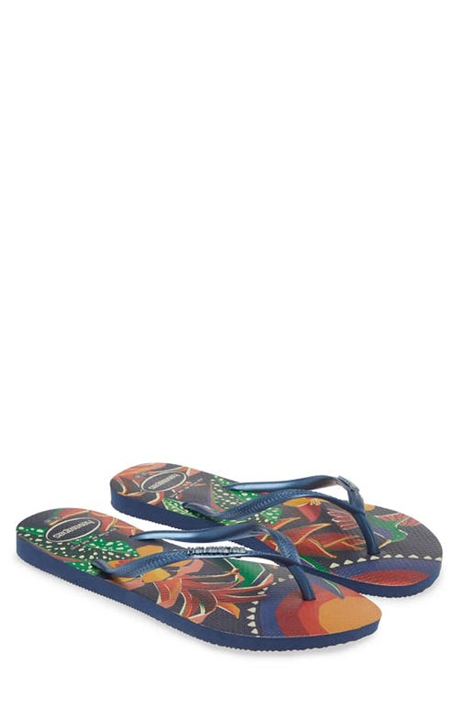 Havaianas 'Slim Tropical' Flip Flop Navy/Navy at Nordstrom,