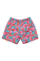 Snapper Rock Kids' Geo Melon Swim Trunks Red at Nordstrom,