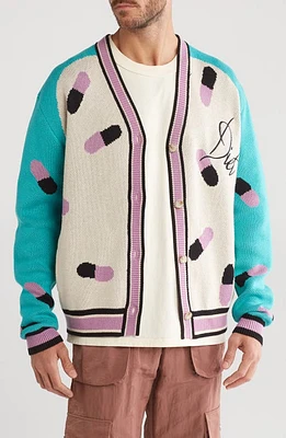 DIET STARTS MONDAY Pill Cardigan Teal/Cream at Nordstrom,