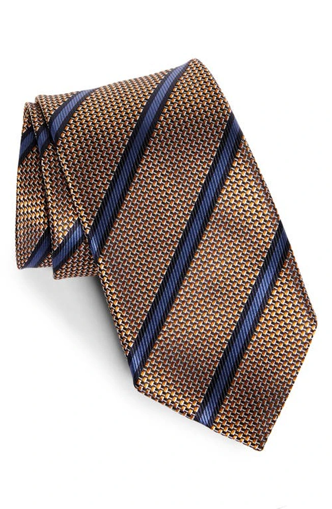 ZEGNA TIES Paglie Stripe Silk Tie in Orange/Blue at Nordstrom