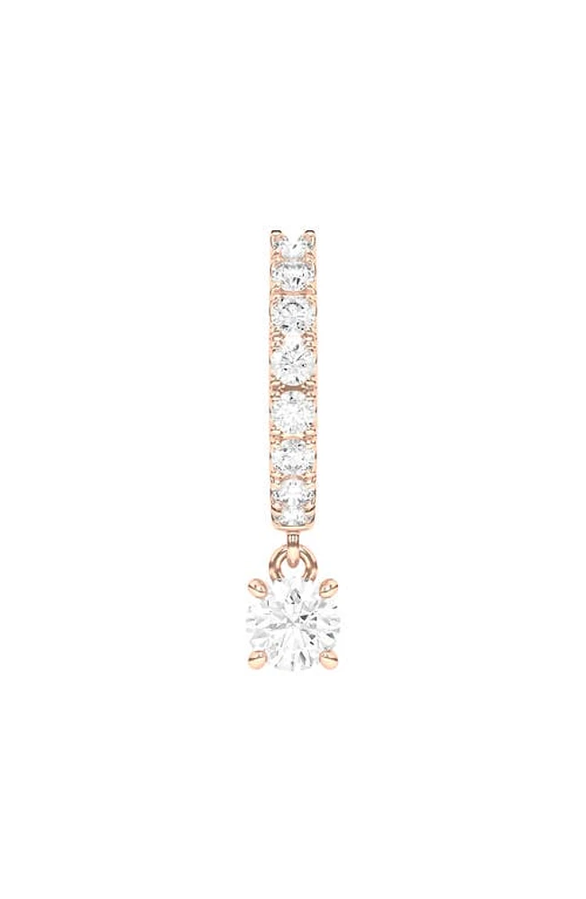 HauteCarat Lab Created Diamond Drop Huggie Hoop Earrings in 18K Rose Gold at Nordstrom