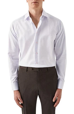 Eton Slim Fit Microcheck Organic Cotton Dress Shirt Medium Pink at Nordstrom,