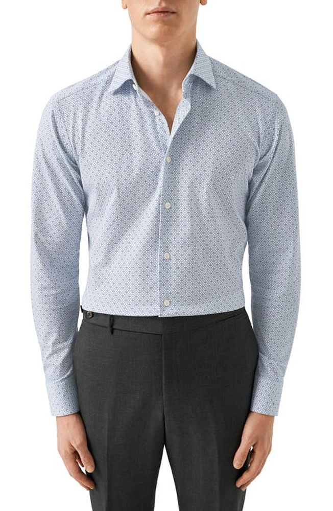 Eton Slim Fit Medallion 4Flex Stretch Dress Shirt Lt/Pastel Blue at Nordstrom,