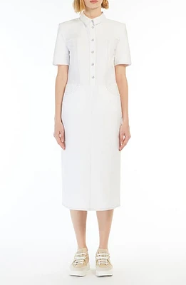 Max Mara Faro Cotton Blend Jersey Midi Shirtdress in White at Nordstrom, Size Small