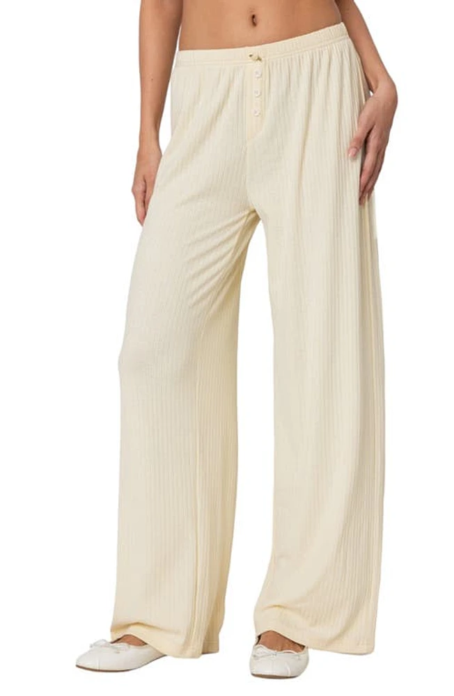 EDIKTED Lilou Rib Pants Yellow at Nordstrom,